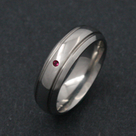 Classic Titanium Ring - Ruby Adhara