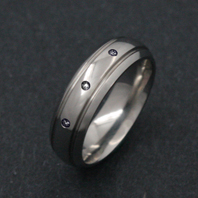 Classic Titanium Ring - CZ Hydra