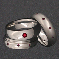 Titanium Rings with Rubies